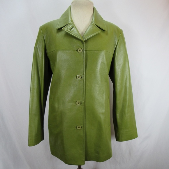 MLC Jackets & Blazers - MLC Olive Green Leather Button Down Coat Jacket